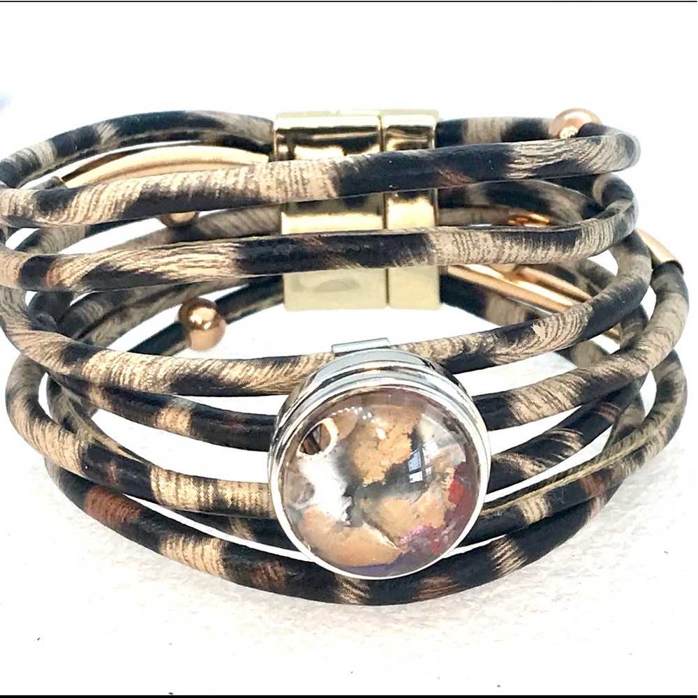 Leather snap bracelet Handmade 20mm snap SB20